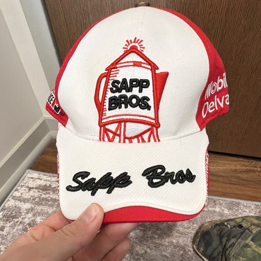 Sapp Bros 45th Anniversary Red/White/Black Adjustable Cap Mobil Delvac Patch NWT